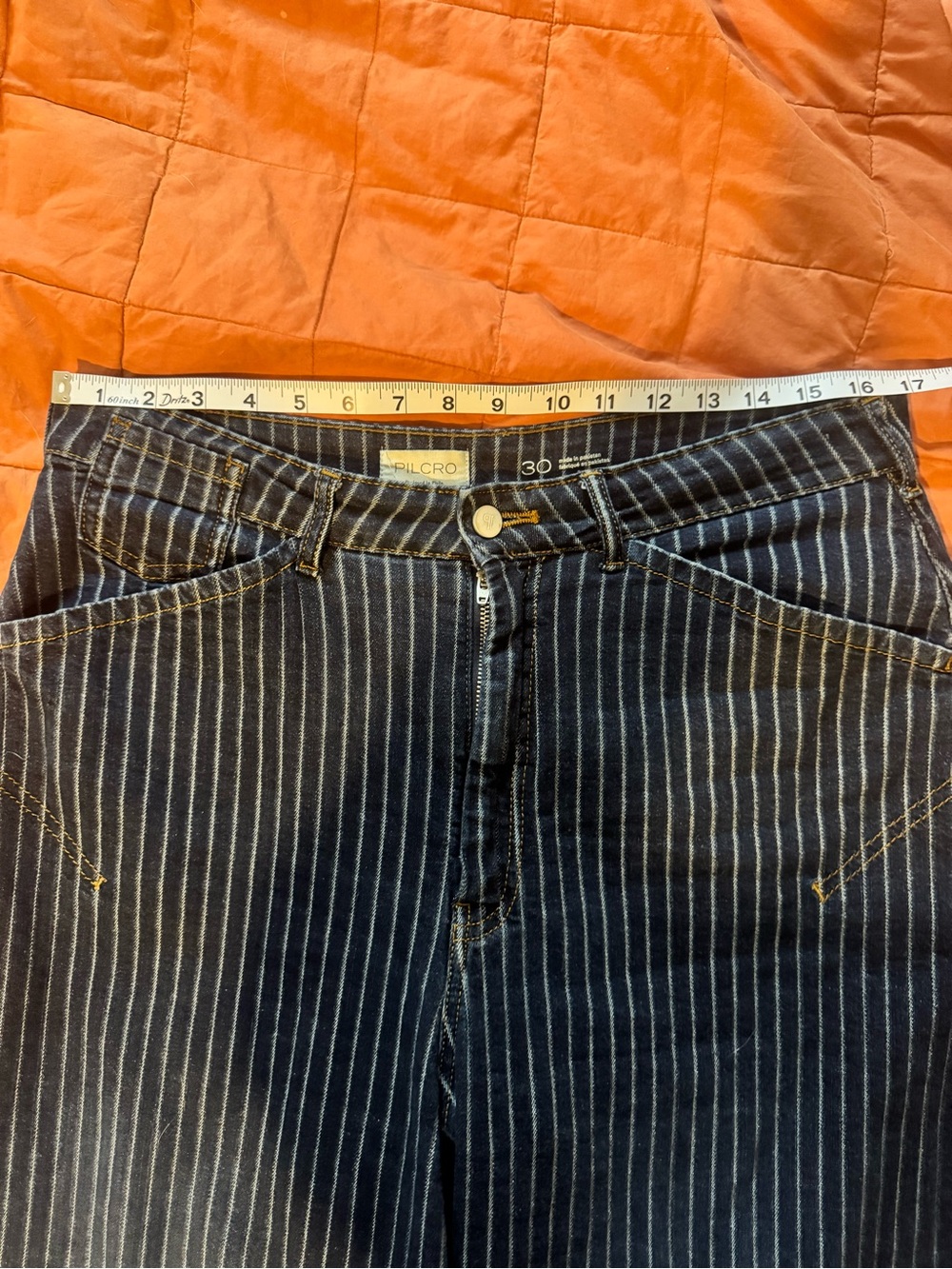 Pilcro Navy Pinstripe Cropped Jeans - Picture 9 of 9